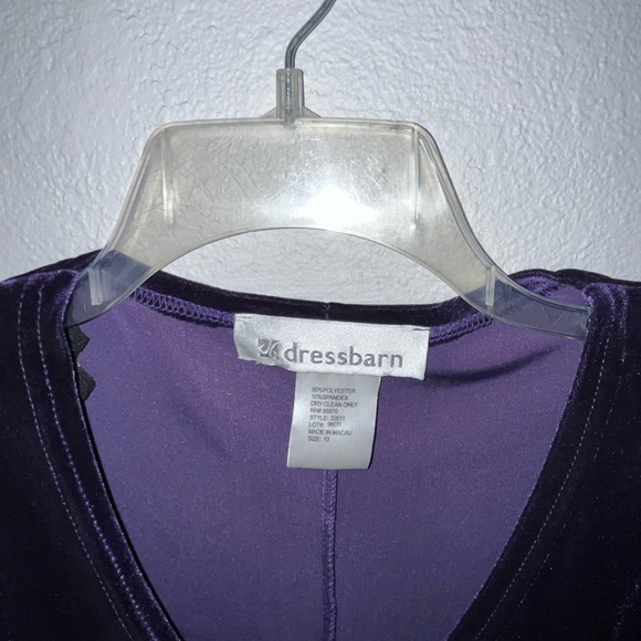 Dressbarn Deep Purple Velvet Long Sleeve Dress - Picture 2 of 3
